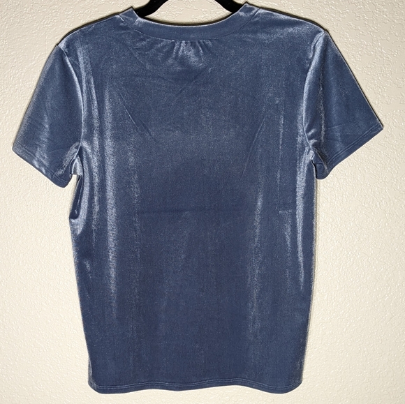 Light Periwinkle Stretchy Velvet T Shirt - Picture 4 of 4